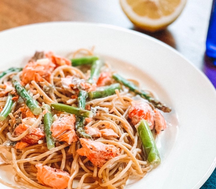 Creamy Pasta with Asparagus + Smoked&nbsp;Salmon